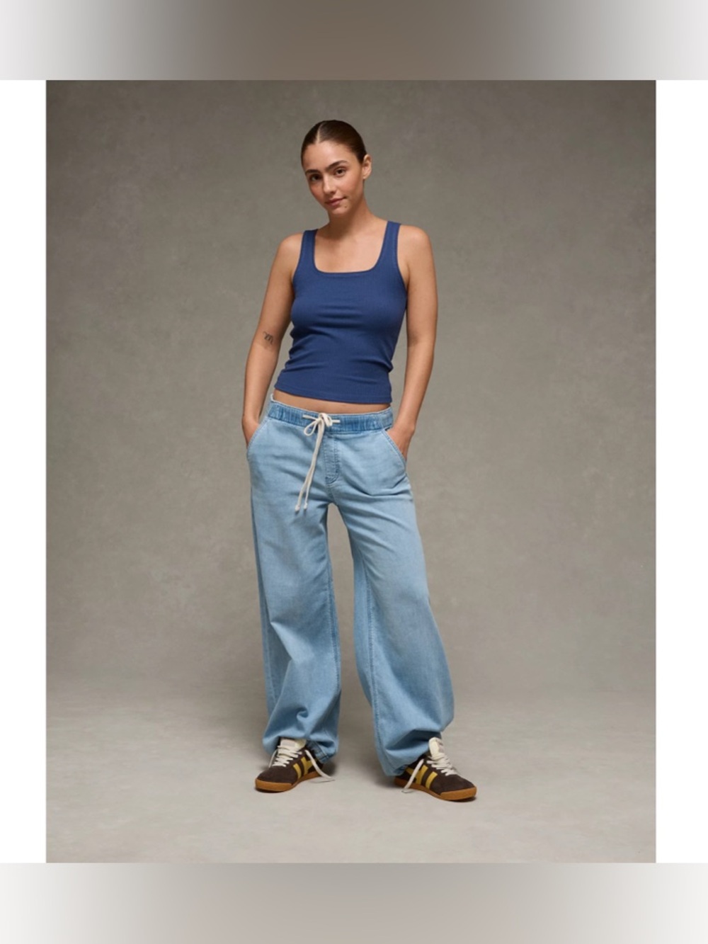 American Original Rewash Brand Blue Chambray Pull On Pants